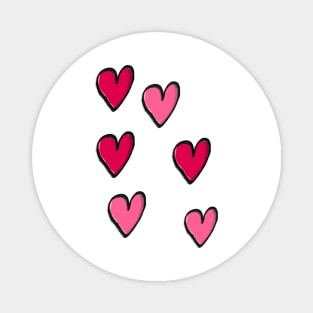 Red and Pink Hearts Magnet